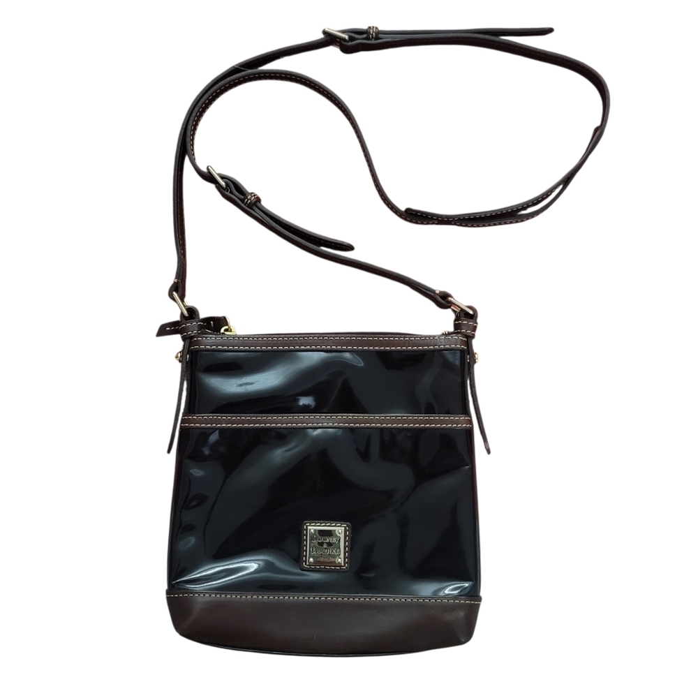 Dooney And Bourke Black Brown Patent Leather Crossbody - Picture 8 of 16